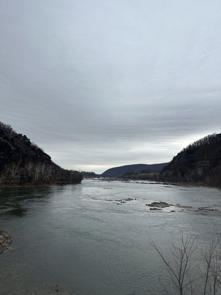 Harpers Ferry West Virginia — the confluence of the Shenandoah and Potomac Rivers in winter