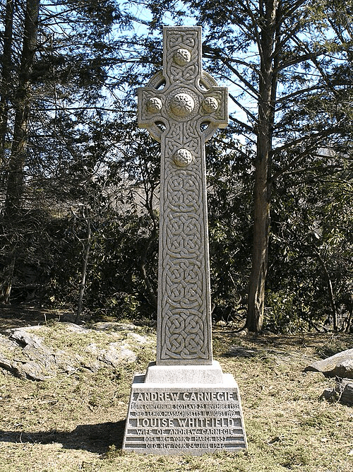 Andrew Carnegie grave Sleepy Hollow Cemetery New York Celtic cross headstone